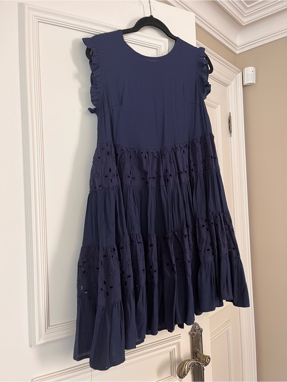 SHEIN Navy Eyelet Tiered Ruffle Dress
